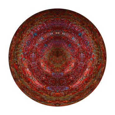 Symmetrical circular abstract photo of a red tree bark makes this image look Mars or Jupiter