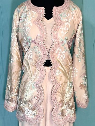 Pink sequin jacket top & flared palazzo pants