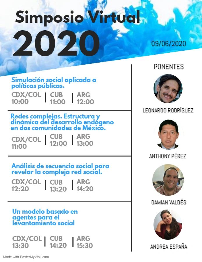 Agenda del Simposio Virtual 2020 con ponentes y horarios.
