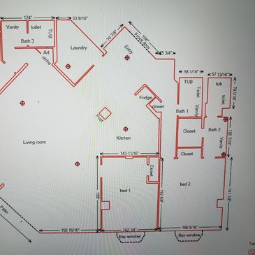 Floor plan with actual dimensions and angles