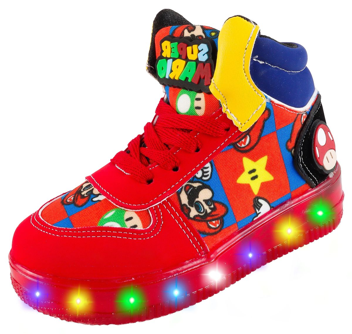 Tenis Super Mario Bros Niños Luces Leds Bota Juego 170 Rojo