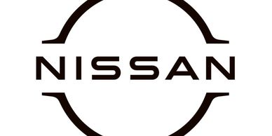 Nissan logo with stylized circular design and bold letters.