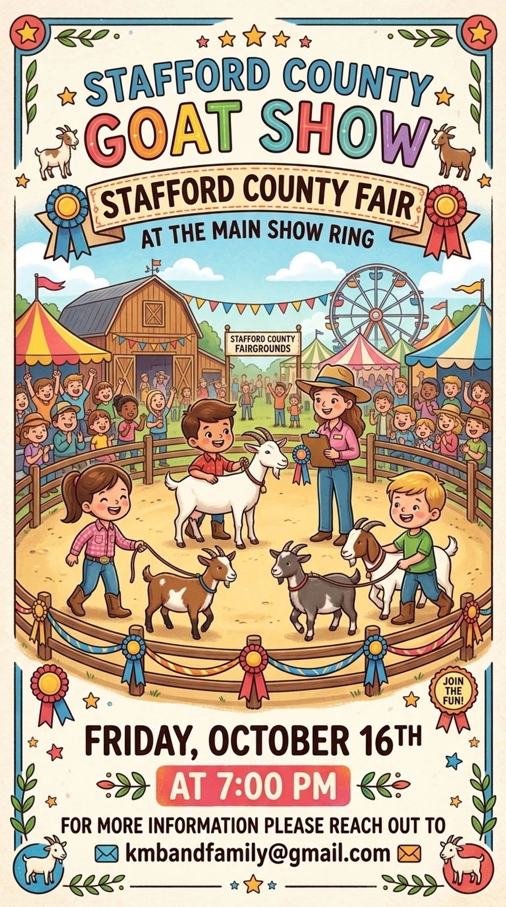 Stafford County Goat Show at the County Fair on October 16th.