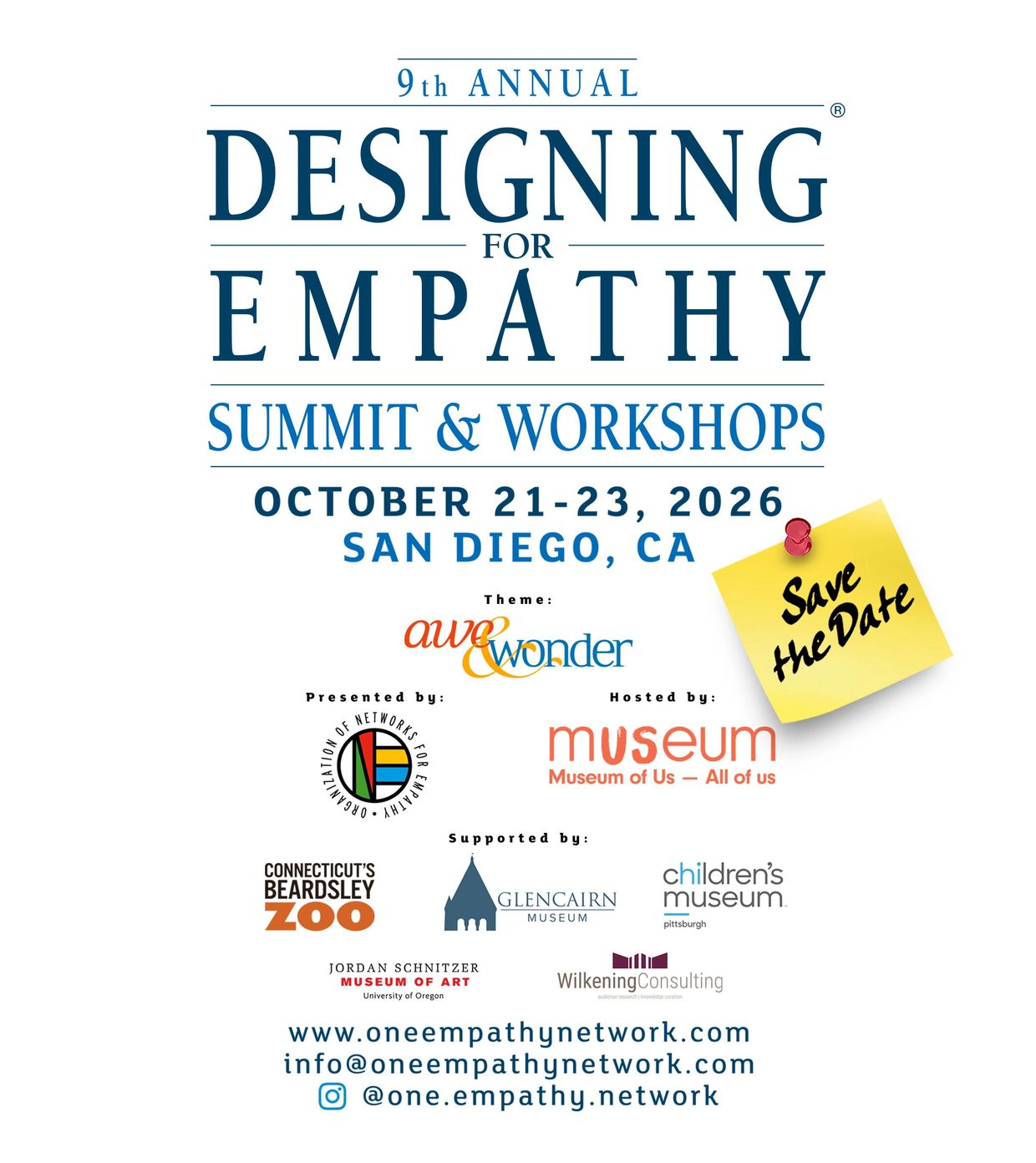 Flyer for the 9th Annual Designing for Empathy Summit &amp; Workshops in San Diego, 2026.
