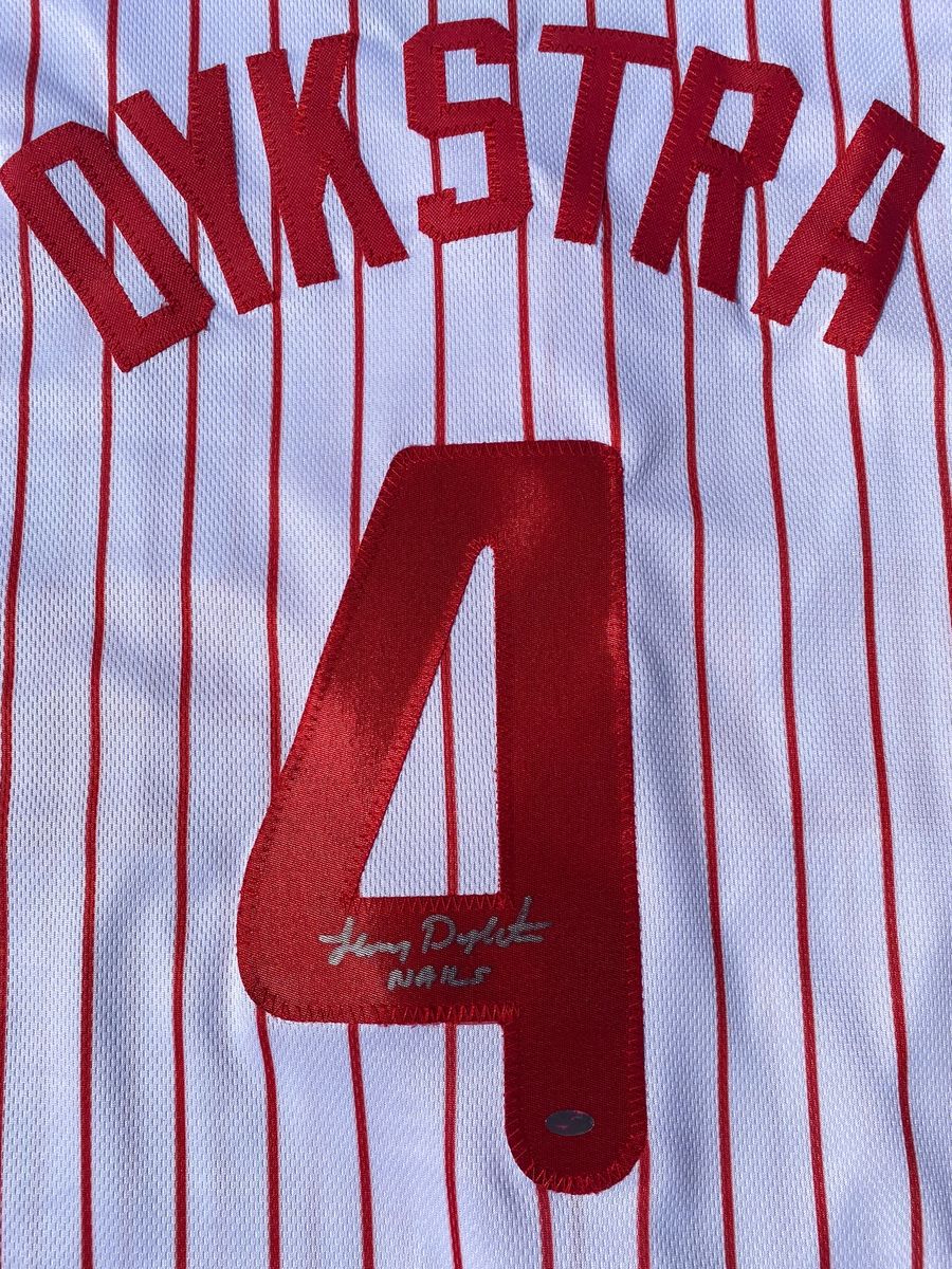 Lenny Dykstra Signed Phildelphia Phillies Jersey Inscribed Nails