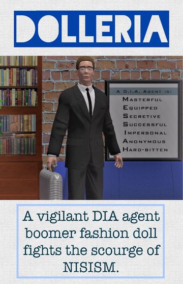 A vigilant DIA agent doll in a suit fights NISISM.
