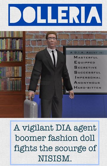 A vigilant DIA agent doll in a suit fights against NISIS.