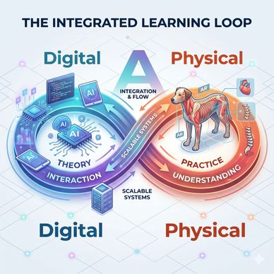 Illustration of the integrated learning loop showing digital and physical learning cycles.