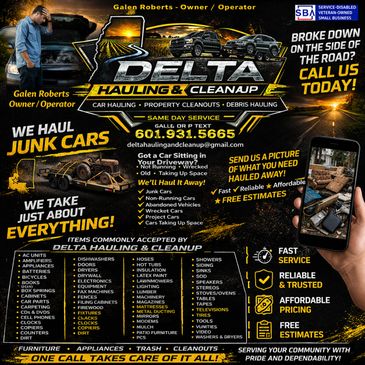 Delta Hauling & Cleanup offers junk car hauling and property cleanouts with fast, reliable, affordable service.