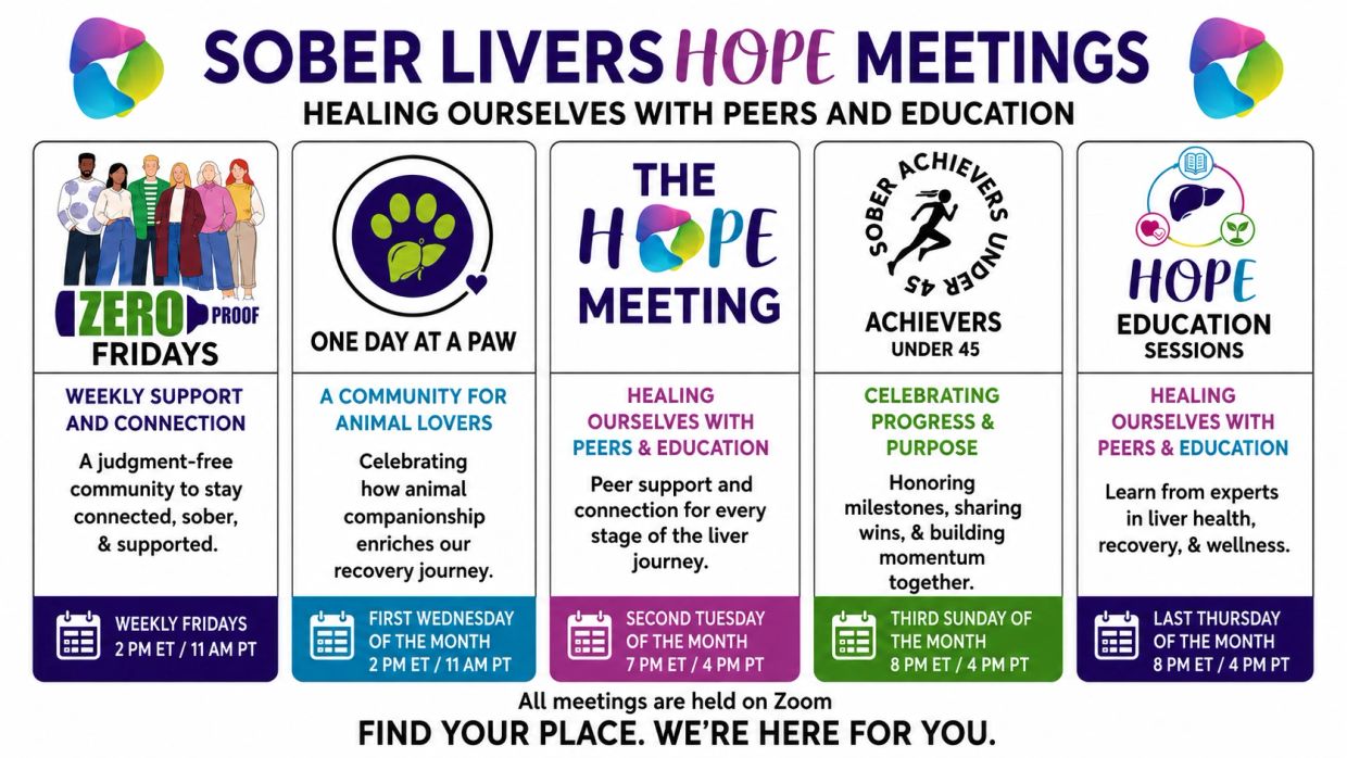Sober Livers Hope Meetings offer peer support and education for liver health recovery.