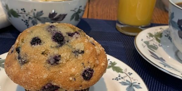 Blueberry muffins fresh from the oven and gluten free and vegan options always available.