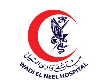 Logo with a red crescent and a blue eagle holding a medical symbol.