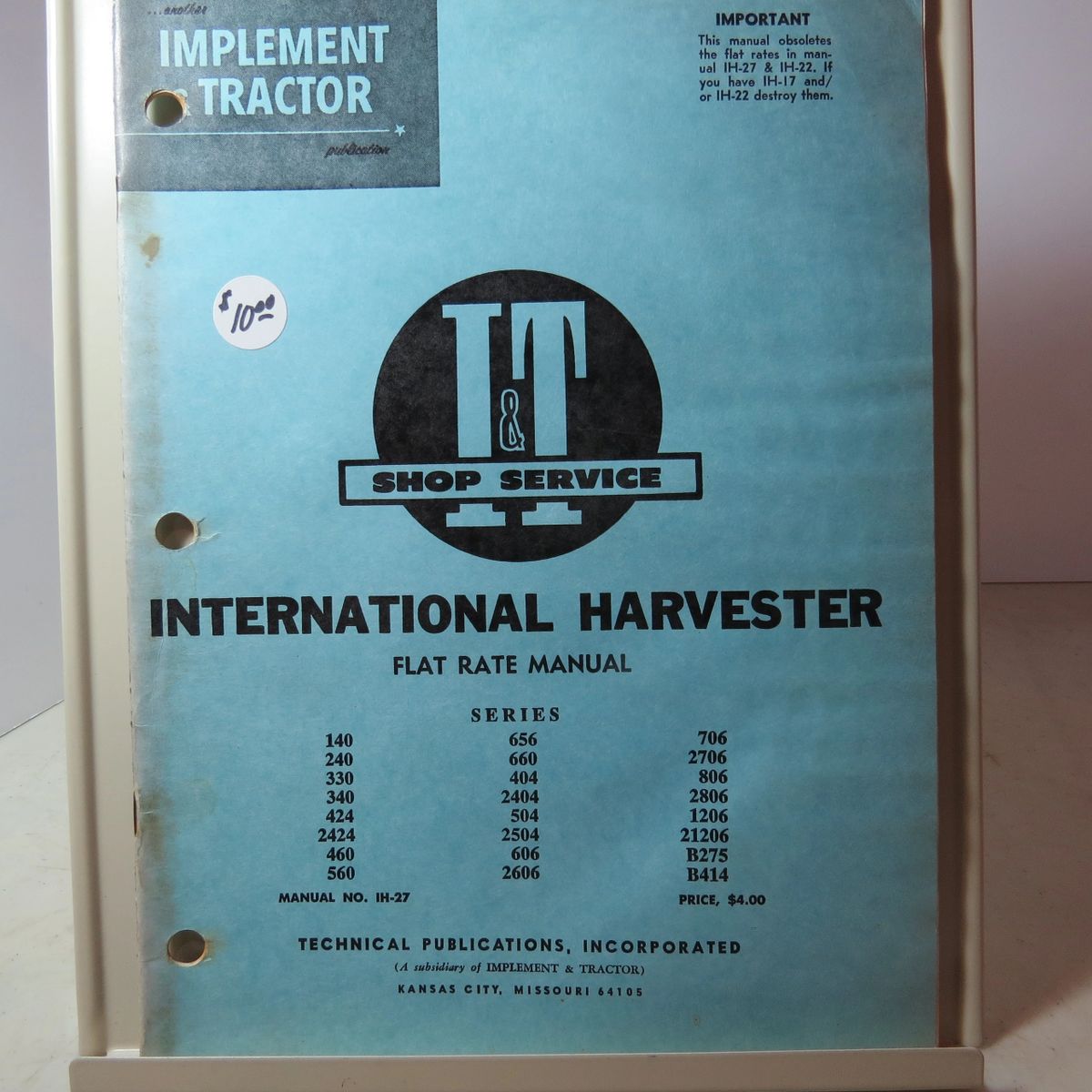 International Harvester Flat Rate Manual No. IH27
