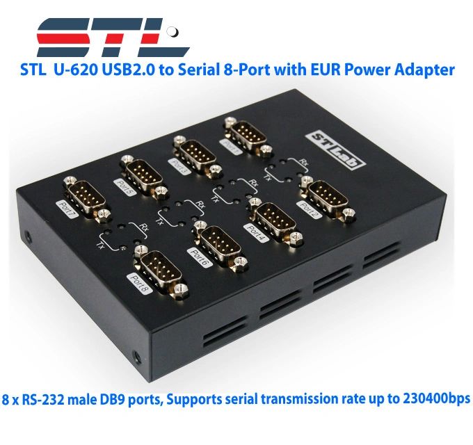 STL U-620 USB 2.0 to Serial Adapter 8 Ports w/Power Adapter