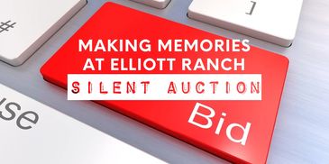 Red keyboard key promoting a silent auction at Elliott Ranch.