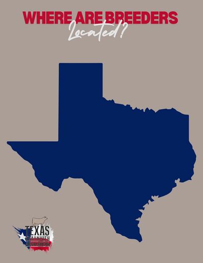 Silhouette of Texas with text asking where breeders are located.