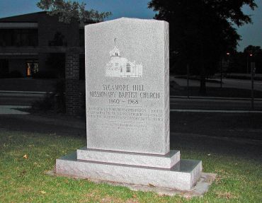 Memorial stone for Sycamore Hill Missionary Baptist Church.
