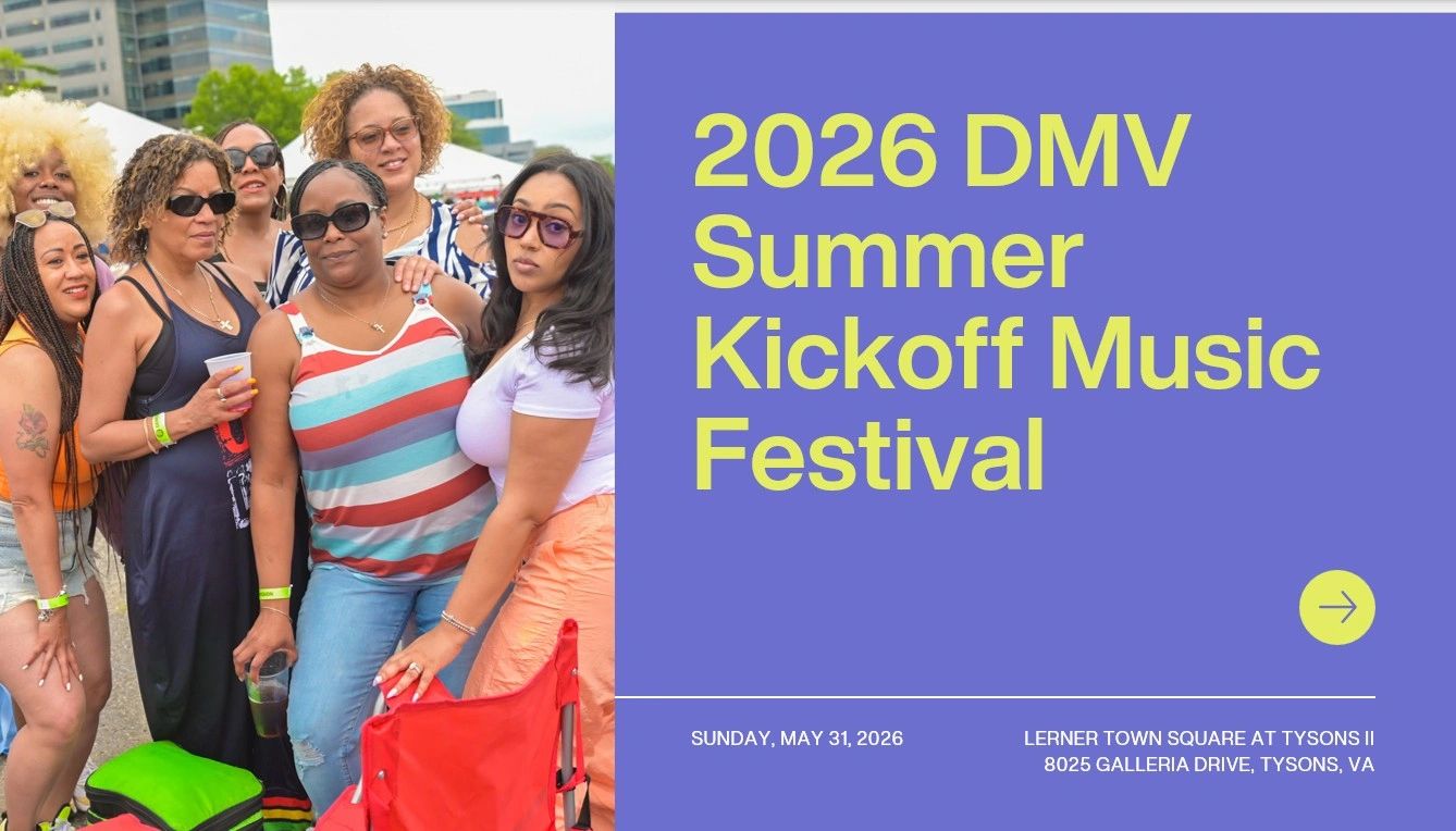 Group of friends enjoying the 2026 DMV Summer Kickoff Music Festival outdoors.