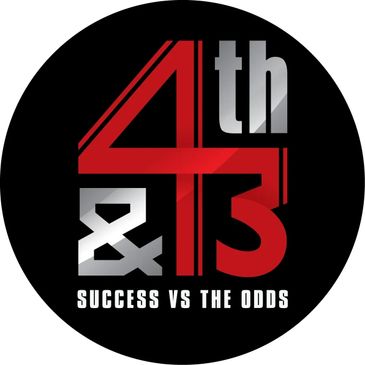 Logo with '4th &amp; 13' and 'Success vs the Odds' text in red and silver on black.