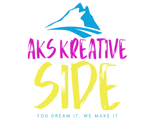 Colorful logo of AKS Kreative Side with a mountain and slogan.