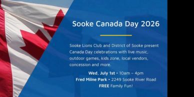 Sooke Canada Day 2026 event details with location and activities.