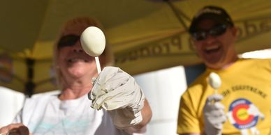 Egg fun at aid stations! 