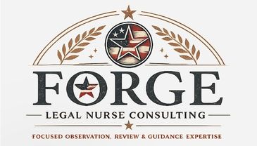 Logo for Forge Legal Nurse Consulting with star and laurel design.