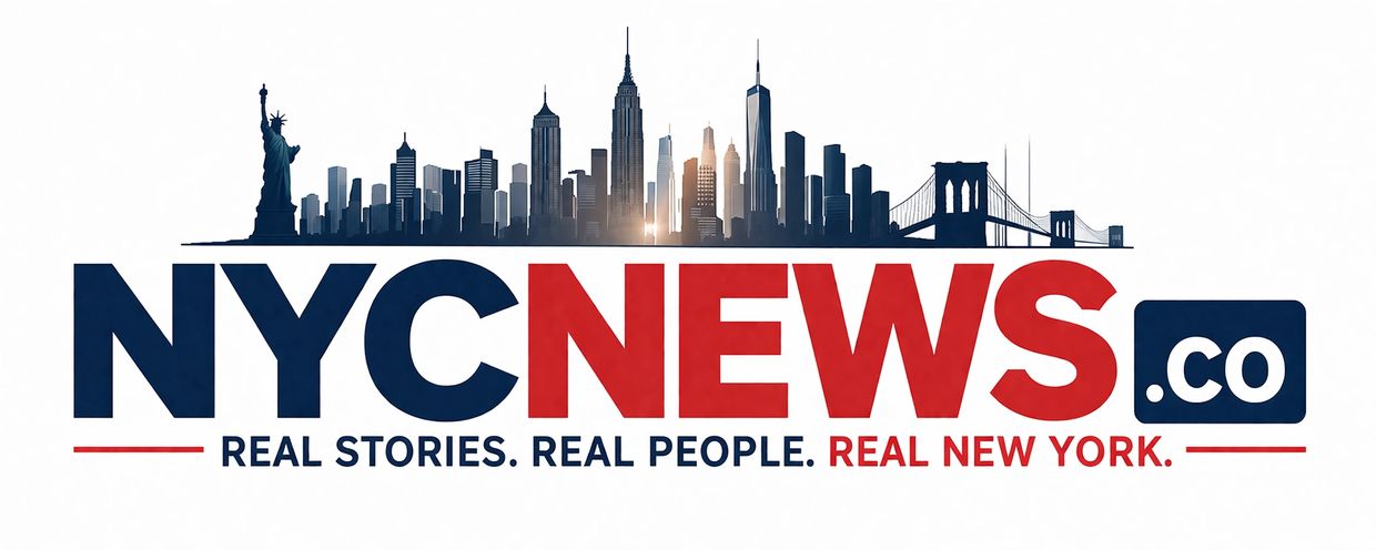 NYC News logo with New York City skyline and Statue of Liberty.