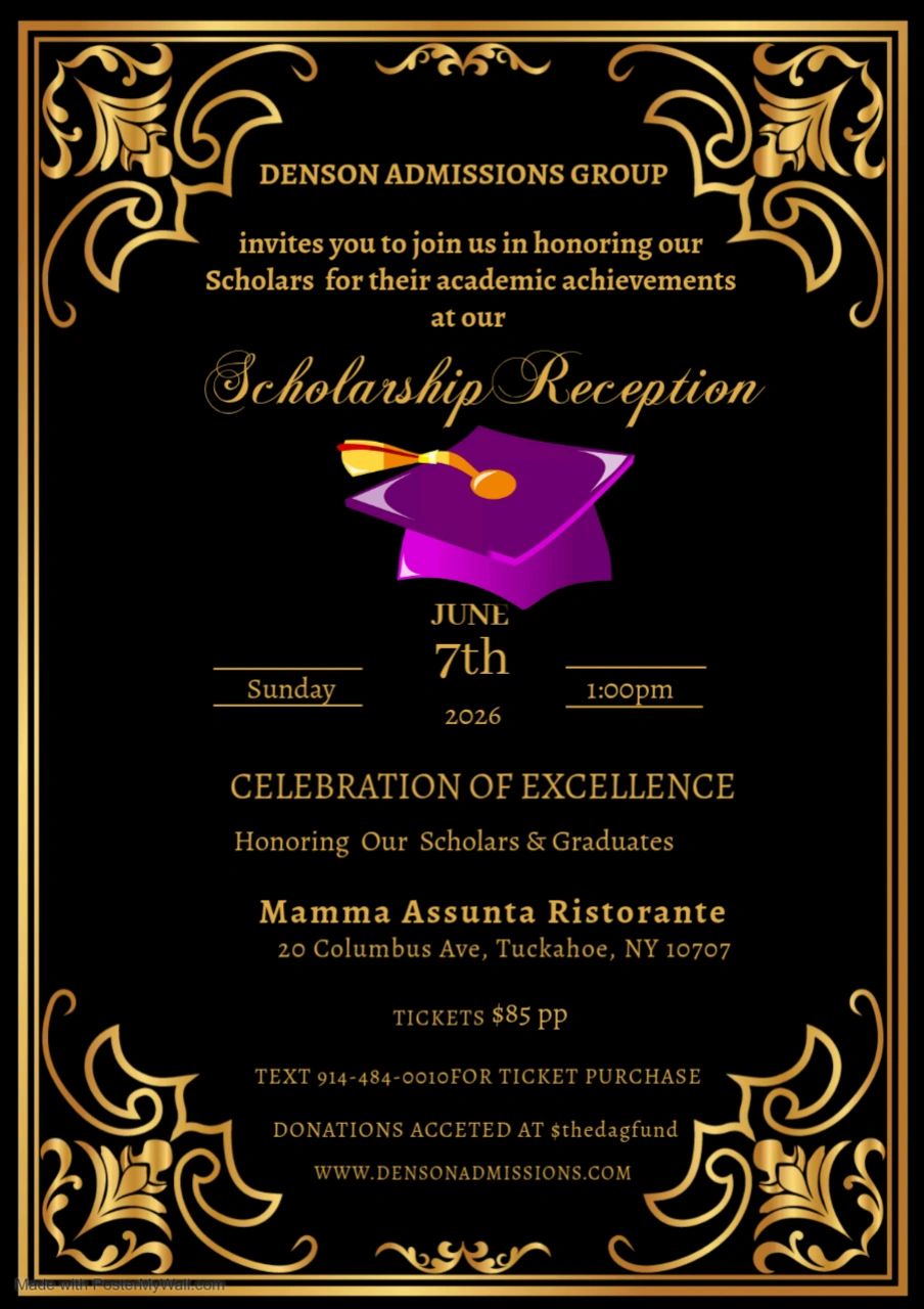 Elegant invitation for a scholarship reception honoring academic achievers on June 7th, 2026.