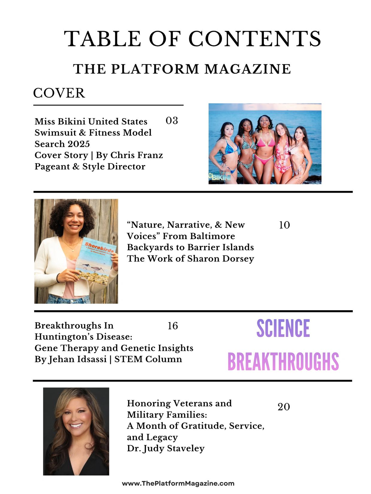  The November issue highlights Miss Bikini 2025, science updates, and a tribute to veterans.