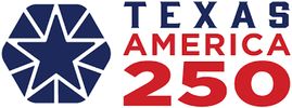 Logo for Texas America 250, featuring a star and bold text.