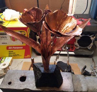 Handmade copper metal tulip