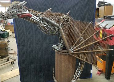 Scrap Metal Dragon Sculpture