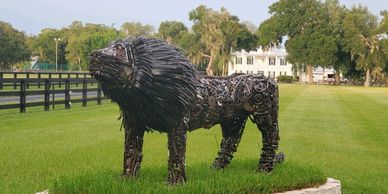 Recycled scrap metal Lion sculpture