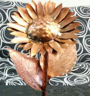 Handmade copper metal sunflower