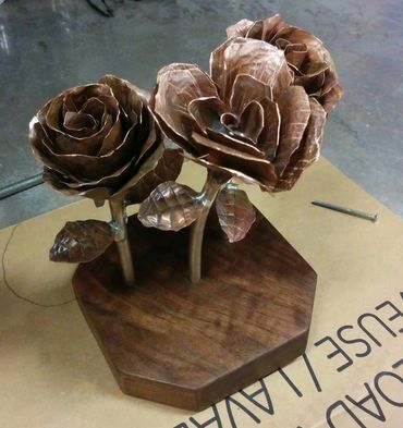 Handmade copper metal roses