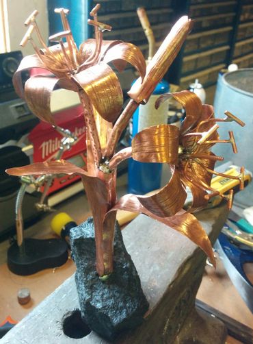 Handmade copper metal Tiger Lilly