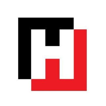 Siyah ve kırmızı iç içe geçmiş şekillerden oluşan logo.