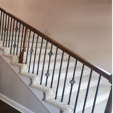 White stair carpet installation done by Flooring It KC in lee summit 