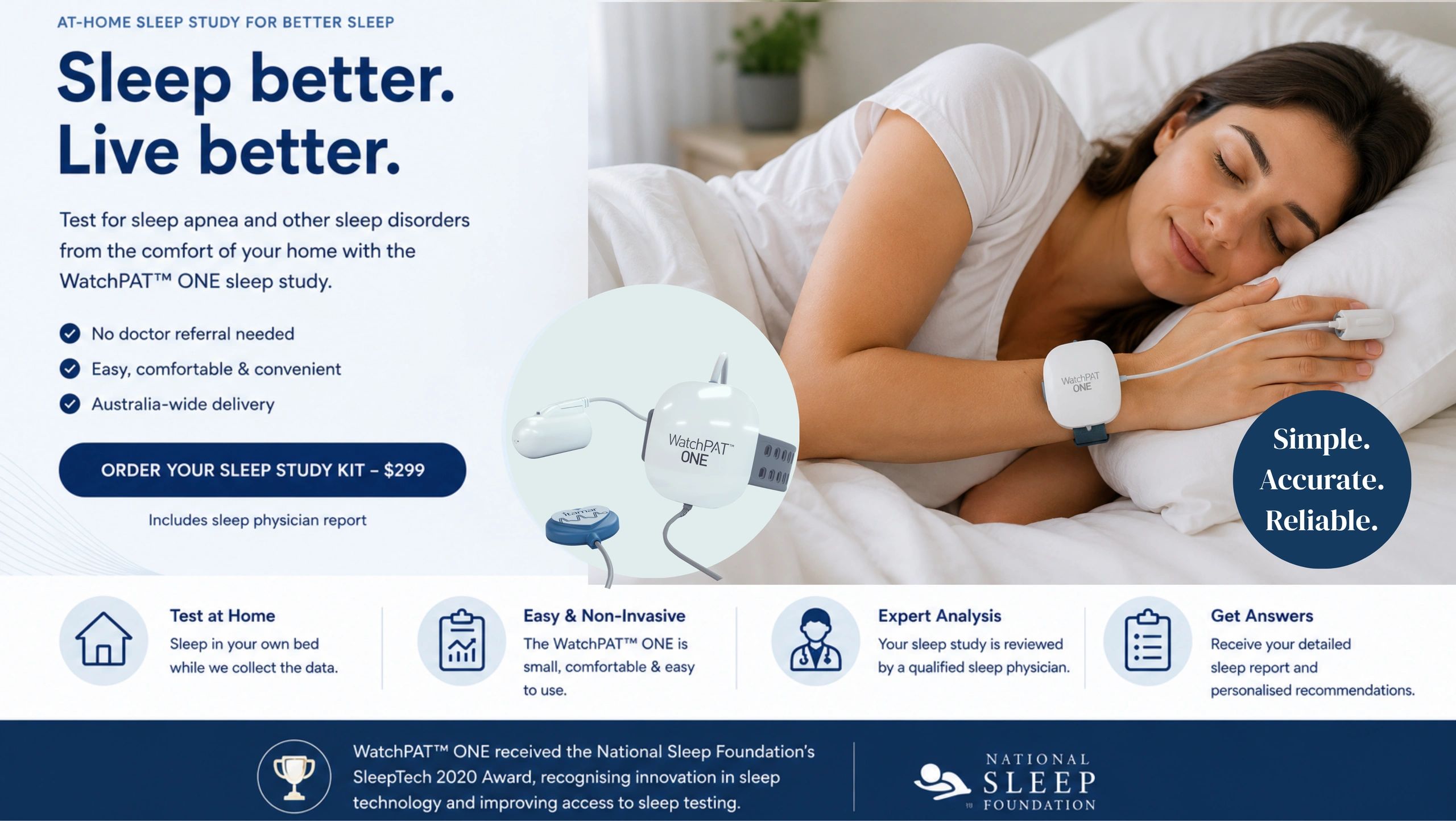 A woman sleeping using WatchPad One