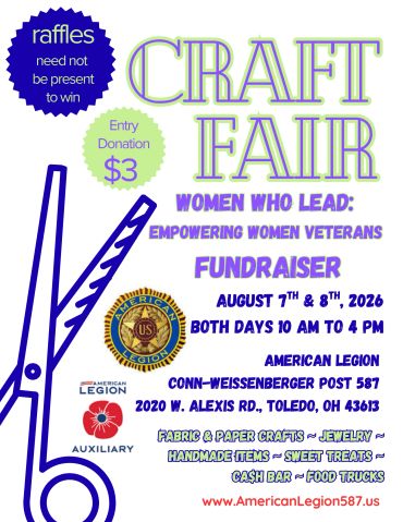 Flyer for craft fair fundraiser supporting women veterans.