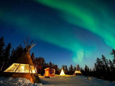 Arctic Tours Aurora Viewing at Arctic Camp Yellowknife Northwest Territories Canada