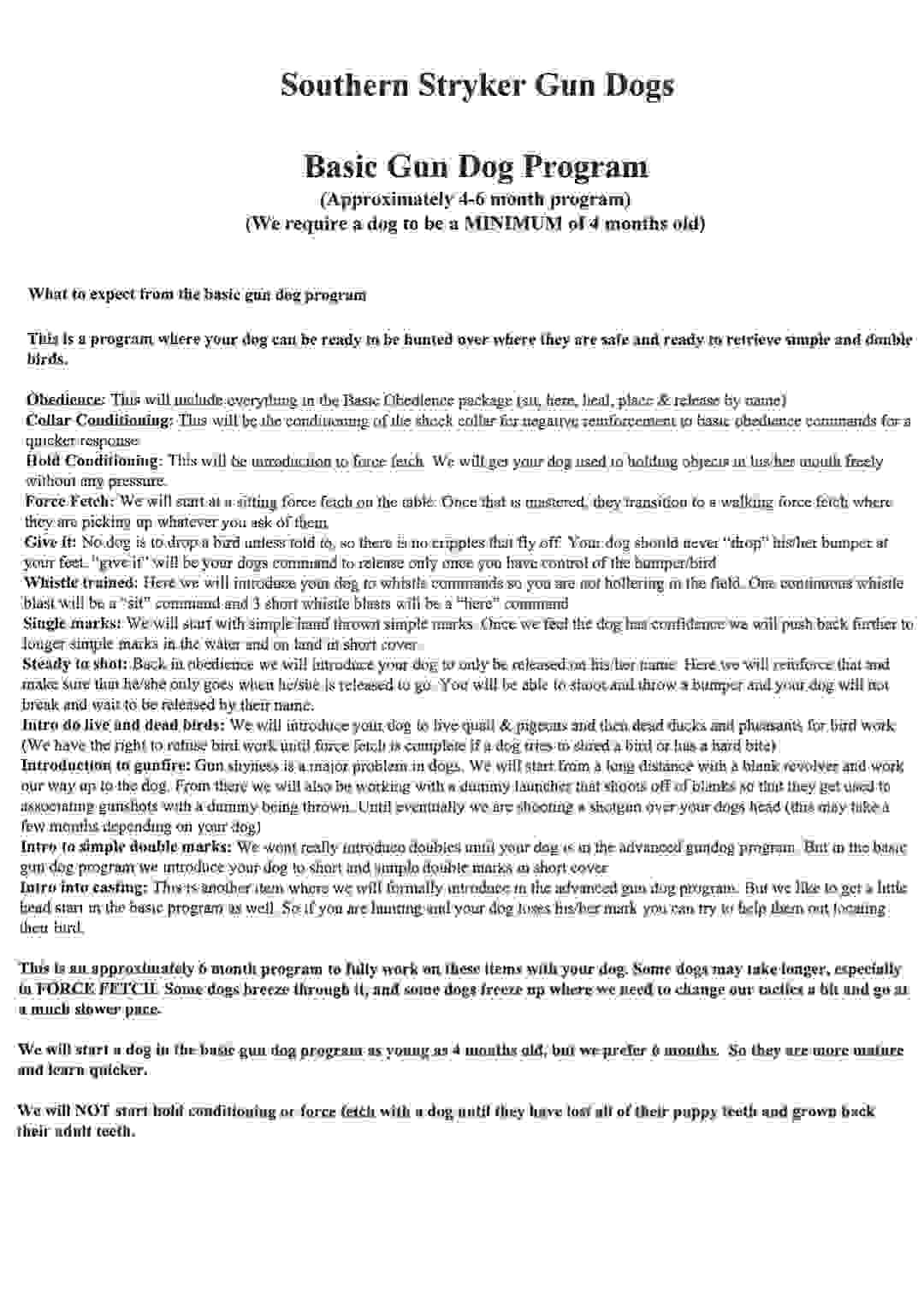 Training Southern Stryker Gun Dogs