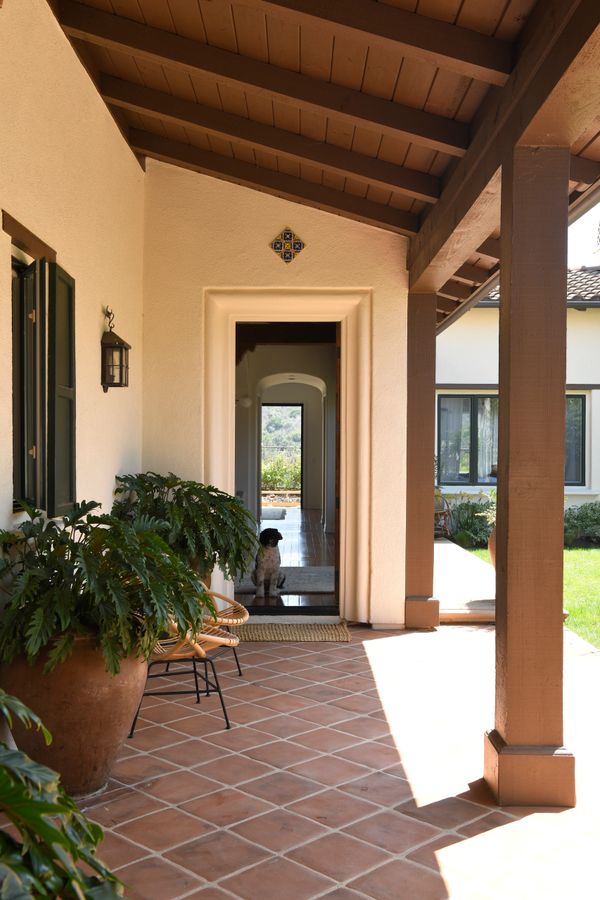 Southern California exterior passageway with botanicals 