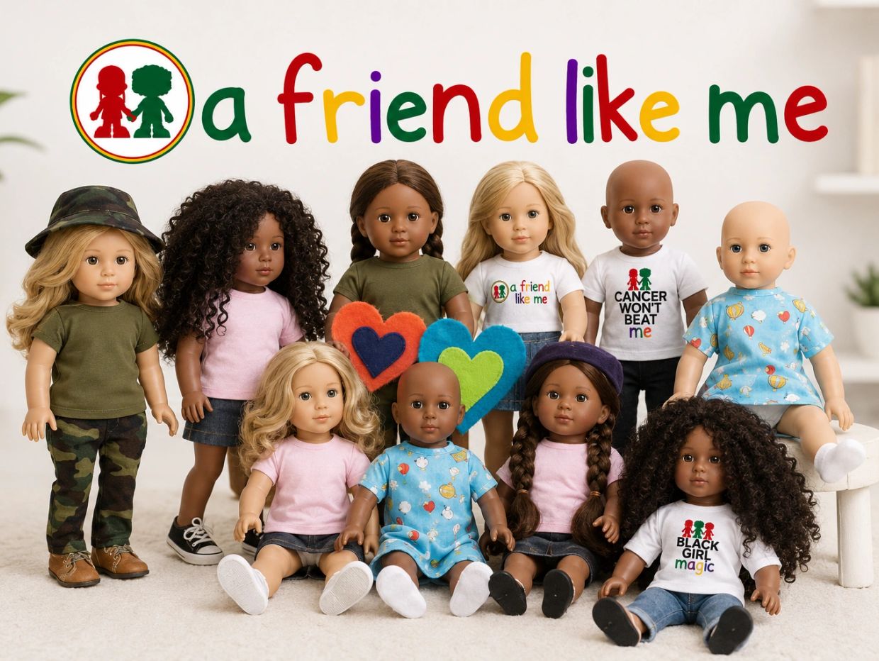 Diverse dolls promoting friendship and positivity.
