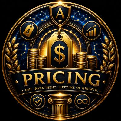 Golden pricing emblem symbolizing investment growth and financial success.