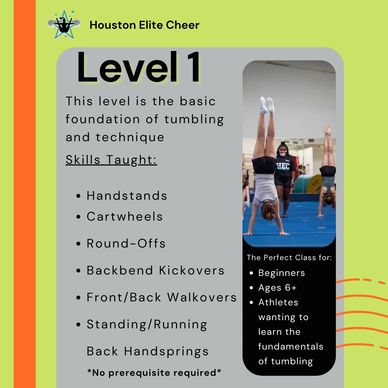 Beginner Tumbling Classes at Houston Elite Cheer