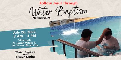 A person is baptized in a pool as part of a church event on July 26, 2025.