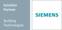 Siemens solution partner logo with building technologies text.