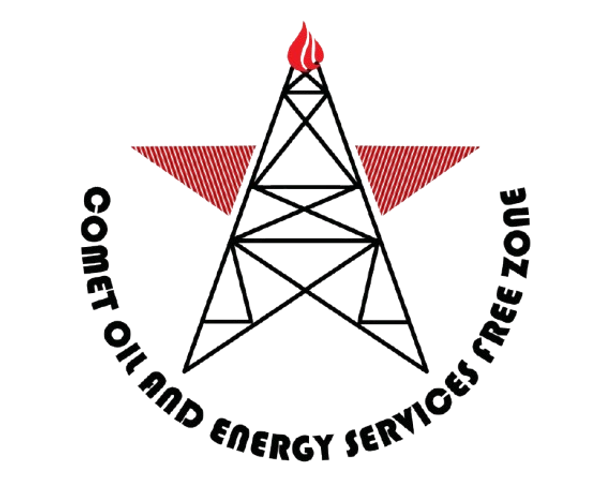 Logo of Combat Oil and Energy Services Free Zone with red star and oil rig.